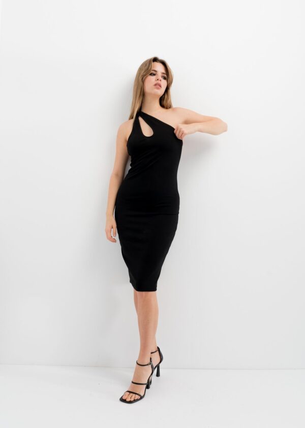 Φόρεμα μαύρο με έναν ώμο-Make Your Image