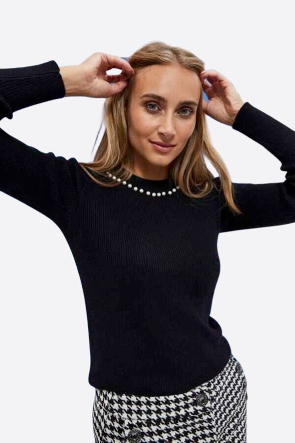 Knitted Black With Decorative Pearls-Make Your Image