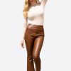 Women's Pants Cropped Flared Camel-Make Your Image