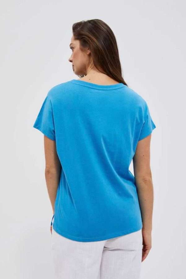 Μπλούζα Γυναικεία Βαμβακερή Με V Λαιμόκοψη Fresh Blue-Make Your Image