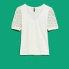 Women's Blouse With Perforated Sleeves Off White-Make Your Image