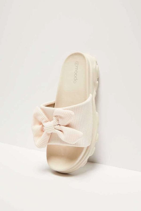 Women's Slippers With Bow L. Beige-Make Your Image