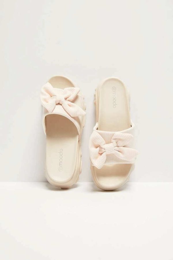 Women's Slippers With Bow L. Beige-Make Your Image