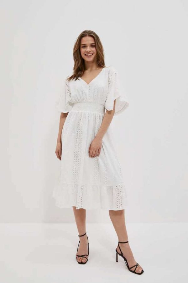 Dress White With Perforated Designs-Make Your Image