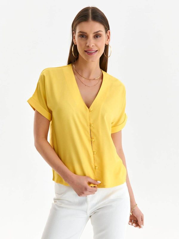 Women's Blouse With Buttons Yellow-Make Your Image