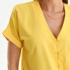 Women's Blouse With Buttons Yellow-Make Your Image