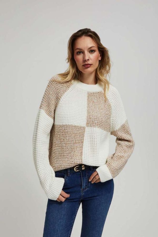 Women's Sweater Beige/White-Make Your Image