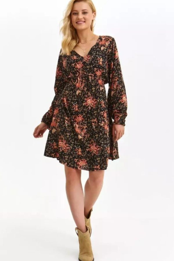 Floral Dress with Long Puffy Sleeves-Make Your Image