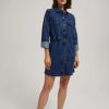 Denim Dress with Navy Sleeves-Make Your Image