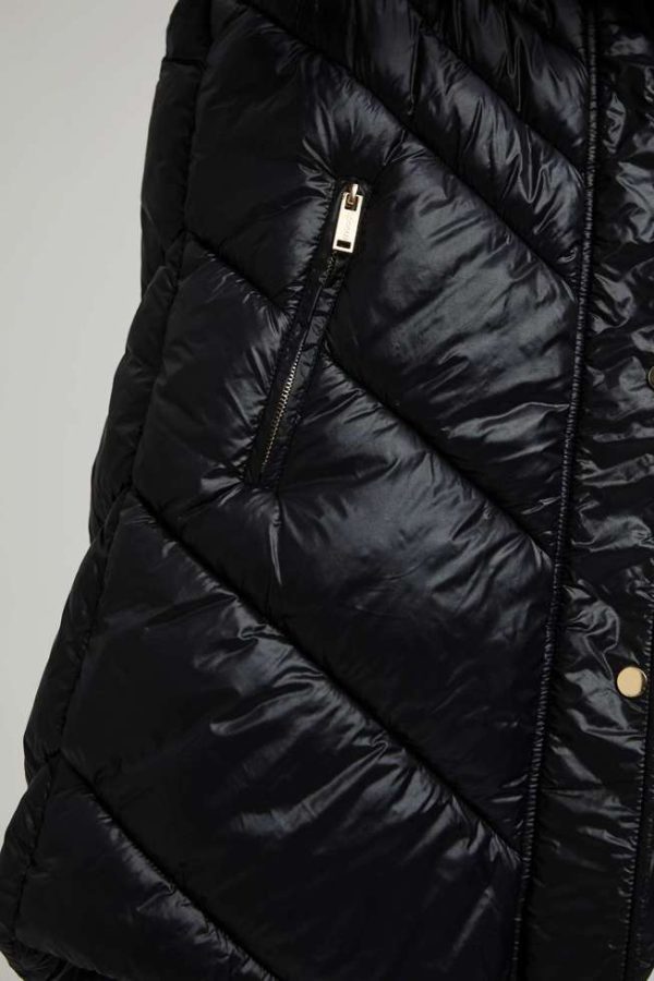 Women's Quilted Vest with Hood Black-Make Your Image