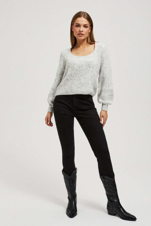 Women's Knitted Blouse with Puffy Sleeves-Make Your Image