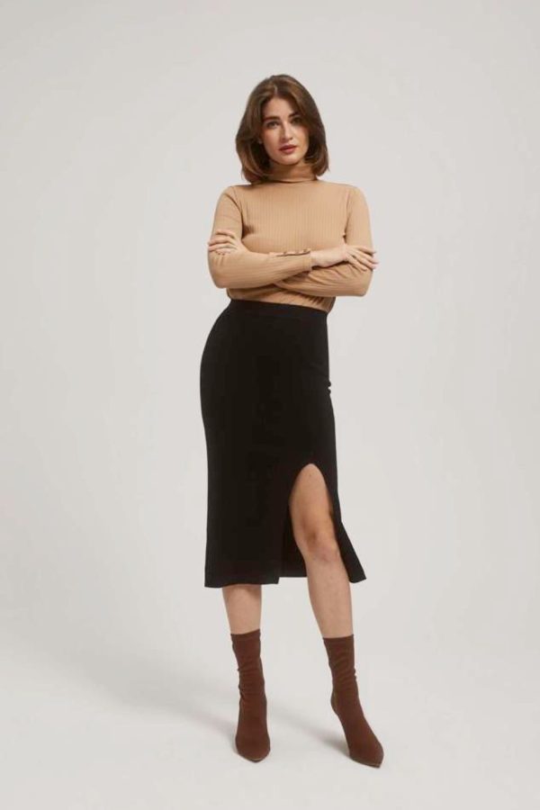 Midi Pencil Skirt with Tear-Make Your Image