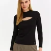Women's Blouse with Tear Above the Bust Black-Make Your Image