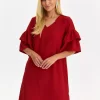 Dress with Ruffles on the Sleeves Red-Make Your Image