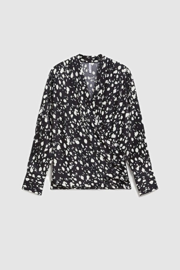 Women's Blouse with Black-White Pattern-Make Your Image
