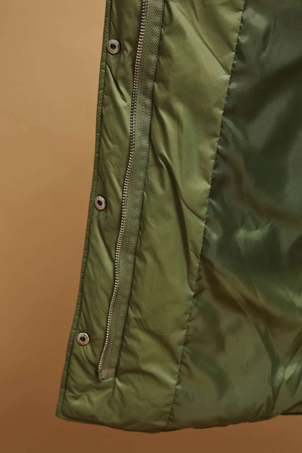 Women's Long Quilted Jacket Olive-Make Your Image