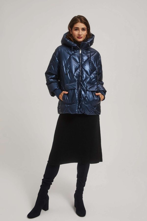 Women's Quilted Jacket Blue-Make Your Image