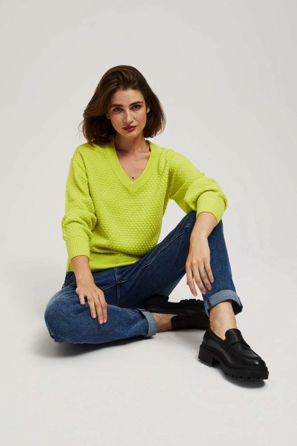 Women's V-Neck Sweater Lime-Make Your Image