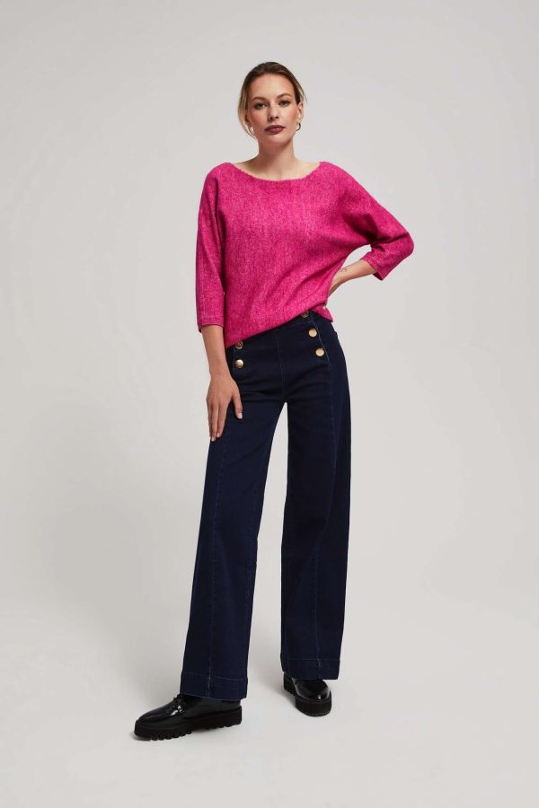 Women's Blouse with 3/4 Sleeves Fuchsia-Make Your Image