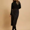 Black Midi Skirt with Tear-Make Your Image
