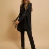 Women's Oversize Shirt with Frills Black-Make Your Image