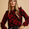 Μπλούζα Γυναικεία Μαύρη με Κόκκινα Λουλούδια-Make Your Image