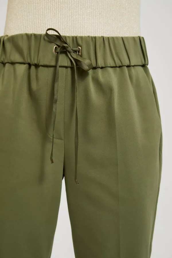 Women's Pants with Waist Tie Olive-Make Your Image