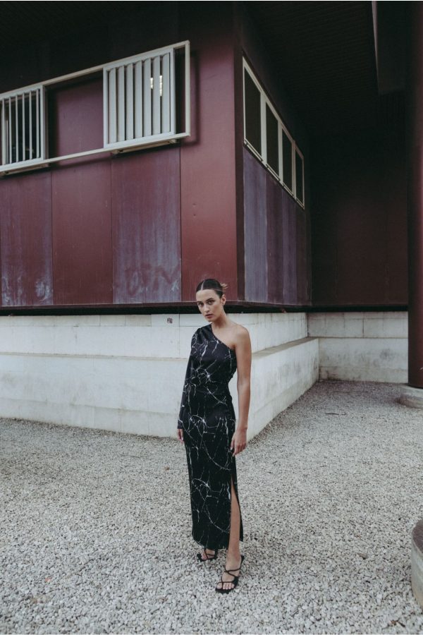 Φόρεμα Midi Μαύρο με Λευκές Λεπτομέρειες-Make Your Image