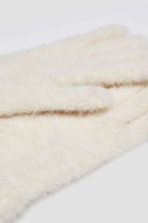 Women's Beige Fur Gloves-Make Your Image