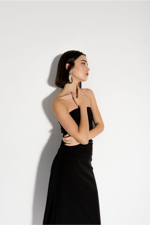 Black Strapless Midi Dress-Make Your Image