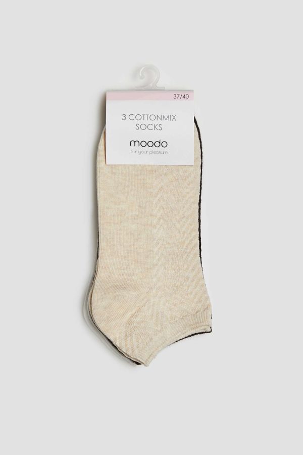Women's Socks Beige Pack of 3 Pieces-Make Your Image