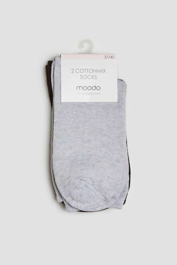 Women's Cotton Socks Pack of 2 Gray-Brown-Make Your Image