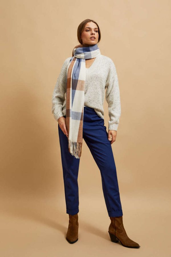 Women's Blue Plaid Scarf-Make Your Image