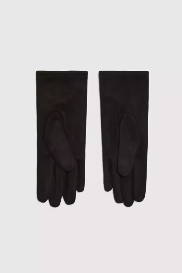 Women's Black Gloves Decorated With Zirconia-Make Your Image
