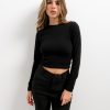 Women's Knitted Long Sleeve Black Blouse-Make Your Image