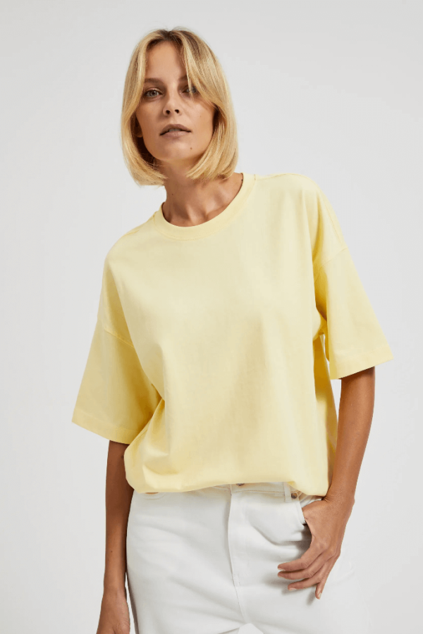 Women's Oversize Short Sleeve Blouse Yellow-Make Your Image