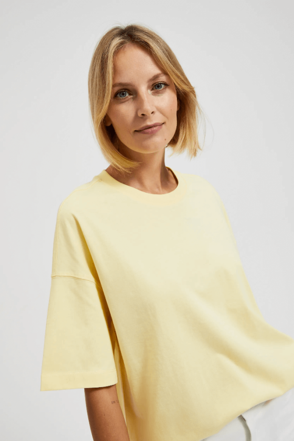 Women's Oversize Short Sleeve Blouse Yellow-Make Your Image