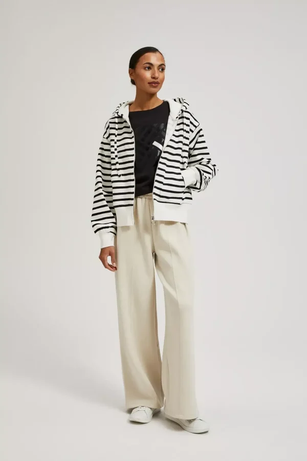 Women's Cardigan with Zipper Striped White/Black-Make Your Image