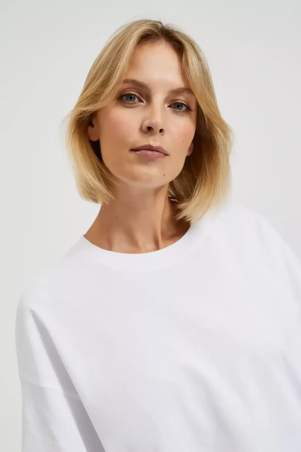 Women's Oversize Short Sleeve Blouse White-Make Your Image