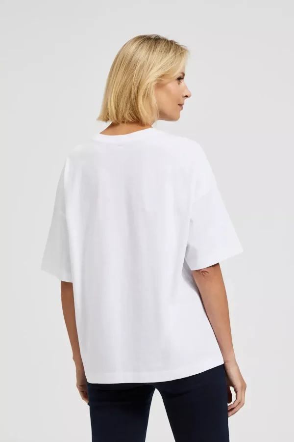 Women's Oversize Short Sleeve Blouse White-Make Your Image
