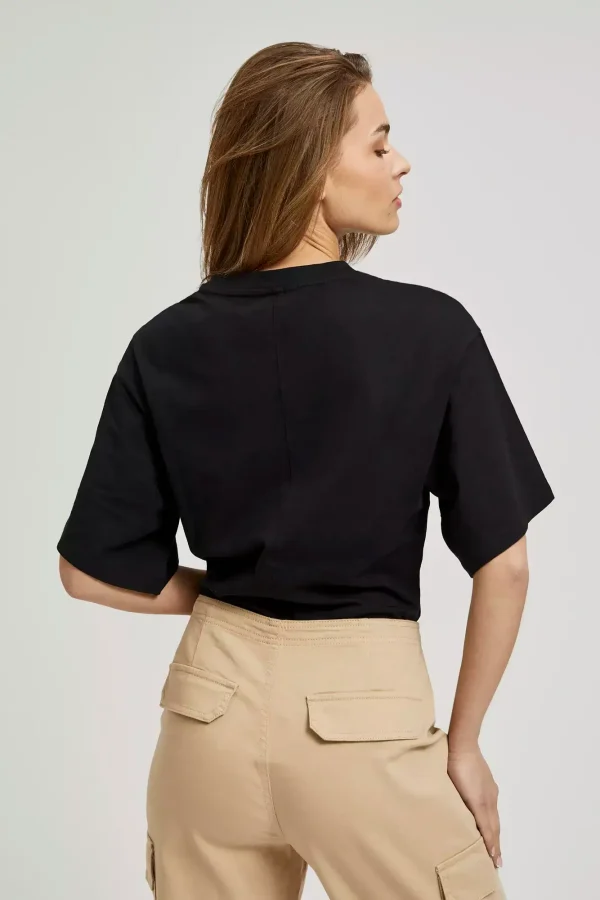 Women's Blouse with Short Wide Sleeve Black-Make Your Image