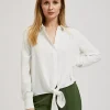 Women's Shirt with Tie at the Bottom Off White-Make Your Image