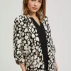 Women's Floral Jacket with 3/4 Sleeves Light Beige-Make Your Image