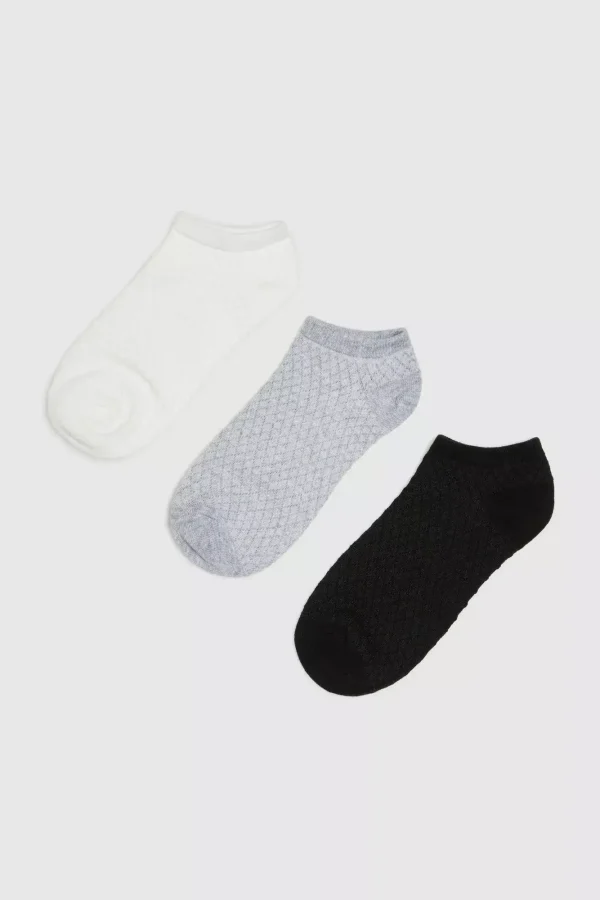 Women's Plain Socks 3 Piece Pack Off White-Make Your Image