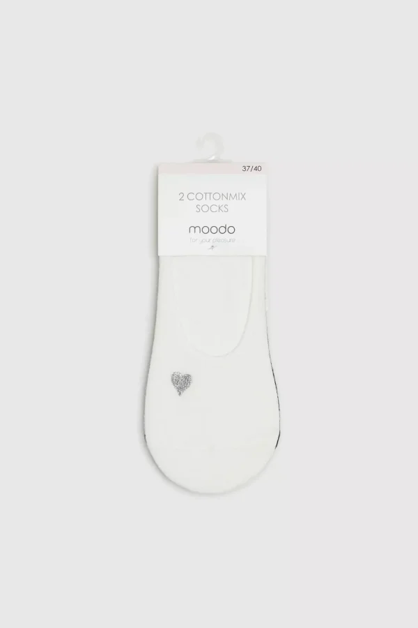 Women's Heart Socks 2 Piece Pack Off White-Make Your Image