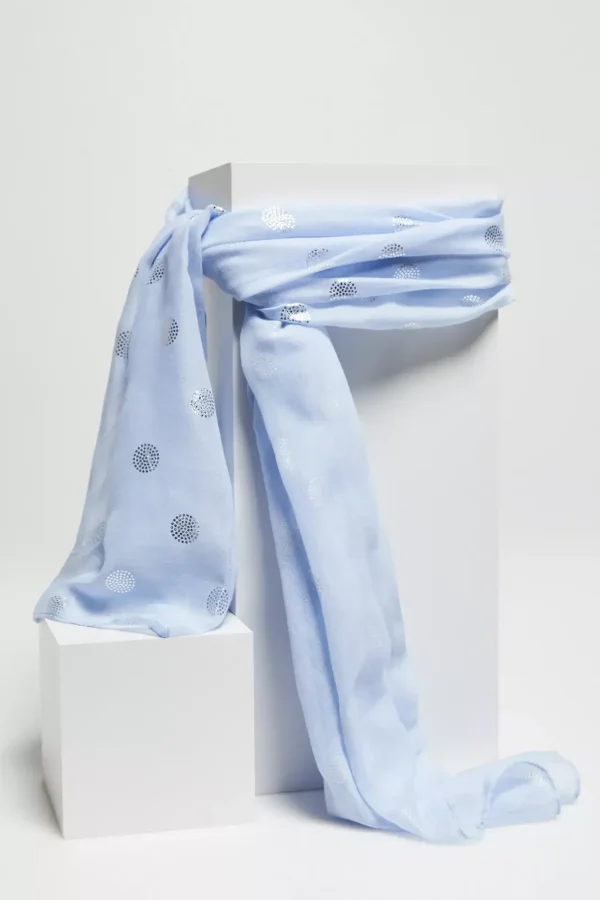 Women's Scarf with Silver Print Blue-Make Your Image