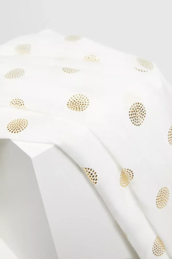 Women's Scarf with Gold Print Off White-Make Your Image