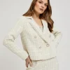 Women's Jacket with Decorative Buttons Off White-Make Your Image
