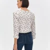 Women's Long-Sleeve Blouse with Polka Dots White-Make Your Image