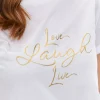 Women's Short Sleeve Blouse with Golden Letters White-Make Your Image